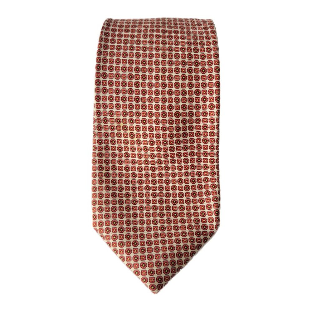 Nicky Milano Microprint Red Silk Tie Made in Italy Eclectic Grandpa